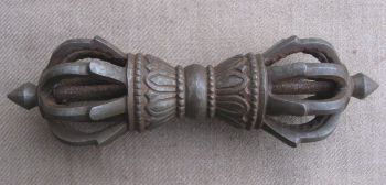 Antique Old Handmade Tantrik Tibetan Iron 9 Prong Dorji or Vajra. Nepal