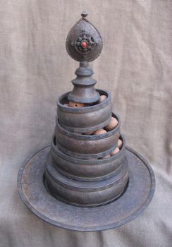 Antique Handmade Tibetan Copper Ratna Mandala Offering Plate. Nepal
