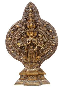 1000 Arm Avalokitesvara Statue Full Gold Plated Antique Finishing