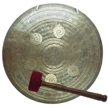  Tibetan Flat Gong, with Om Mane Padme Hum Design