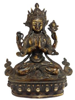 Tibetan Statue of Avalokiteshvara Chengrezig , Good Quality, Bronze Antique Finishing