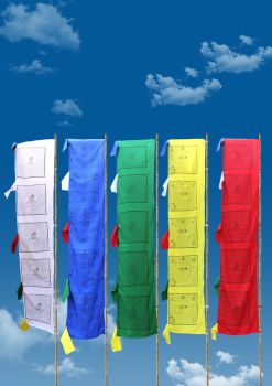  Vertical Tibetan Prayer Flags 5 Color Set