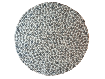 Grey Color 100 Cm x 100 Cm Round Handmade Felt Ball Carpet for Home and Office