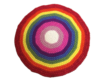 Rainbow Color 100 Cm Round Felt Ball Carpet For Home/Office Decoration