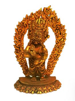 Nepali Small Statue Of Mahakala 2 arms , Full Gold Plated 
