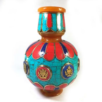 Imitation Amber Vase with Stone and Metal Setting 