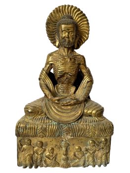 Nepali Statue Of Fasting Buddha, Copper Gold Plated , Antique Finishing 