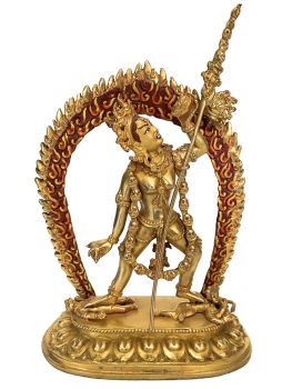 Handmade Nepali Statue Of Vajrayogini, Full Gold Plated 