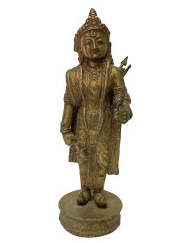 Antique +50 Years , Nepali Handmade Statue Of Ram, Chocolate Oxidized , 