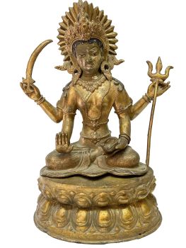 Antique +50 Years , Handmade Statue Of Santoshi Mata, Full Gold Plated 