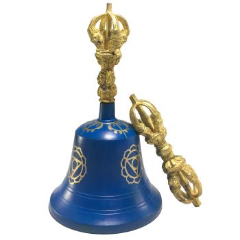 Bronze Bell and Dorje Vajra , Painted Blue 