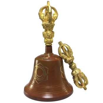 Bronze Bell and Dorje Vajra , Painted Brown 