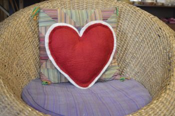 Felt Heart shape handmade Cushion