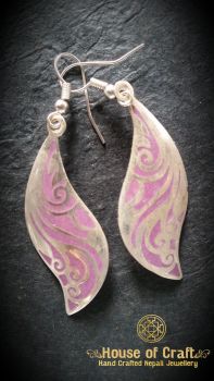 Hand-Made Light Weight Stone Filled White Metal Curved Earring