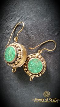 Light Weight Hand-Made Brass Stone Filled Dotted Earring