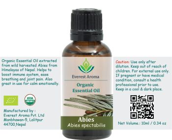 100% Pure Natural Organic Abies Essential Oil (10ml) | Aromatherapy | East Himalayan Fir Oil | Herb Extract | Treats Cold