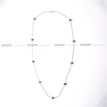 5 Mukhi Rudraksh Sterling Silver Necklace (9 Beads)