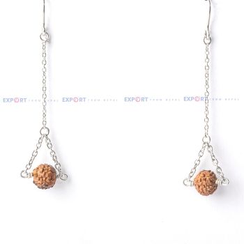 5 Mukhi Rudraksh Single Bead Trikon Sterling Silver Earring