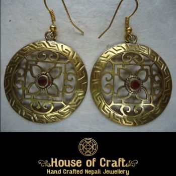 Hand-Made Light Weight Round Shaped Brass Mandala Design Earring