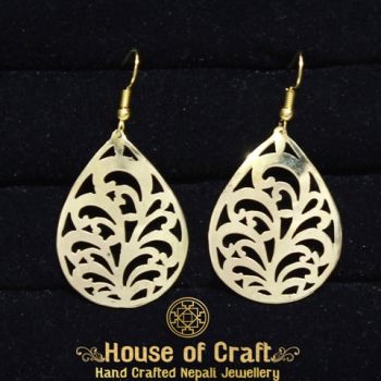Hand-Made Light Weight Between Cut Floral Design Brass Earring