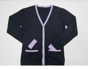 Pure  Cashmere  Cardigan  with contrast   boarder Hand  Knit  in Nepal 