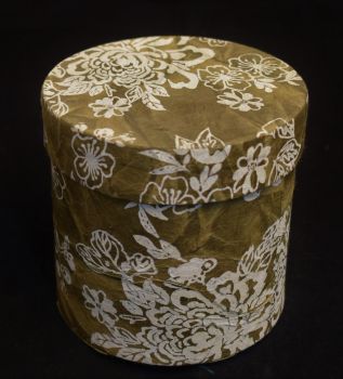 Floral Print Design Lokta Paper Cylindrical Box