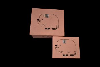 Lokta paper-Elephant print boxes- pink