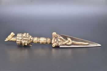 Rare 9" Antique Tibetan Thunderbolt Buddhist Shaman Mahakala Phurwa Phurba Amulet Dagger