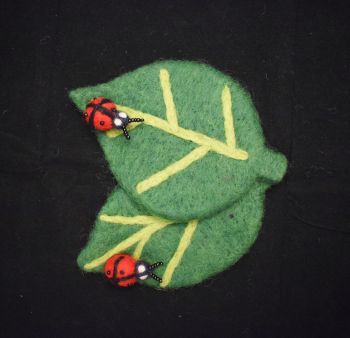 Handmade Leaf Shaped Designed Felt Tea Mat Coaster Non-toxic and AZO free Non-harmful