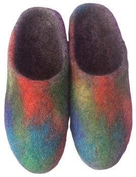 Handmade Pure Woolen Unisex Multicolor Felted Shoes Slippers
