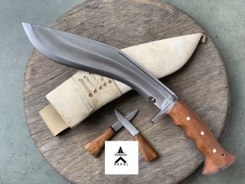 Gurkha Nepal Hand Forged 2 Fuller Khukuri with Gripper Blocker Handle 10 Inched Full Tang Blade