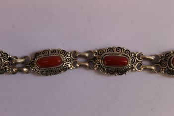 Handmade Coral Sterling Silver Bracelet 