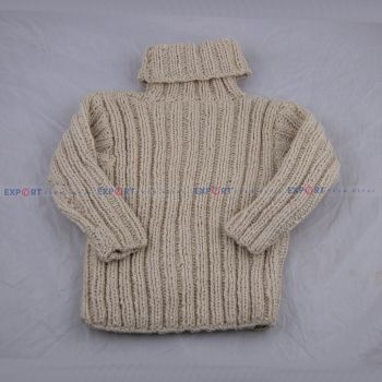 100% Pure Cotton Wool Hand-Knitted High Neck Turtle Neck Baby Sweater (6 months old)