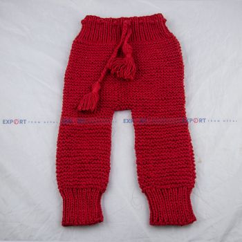 Red Cotton Wool Trouser with Tie Rope for Baby