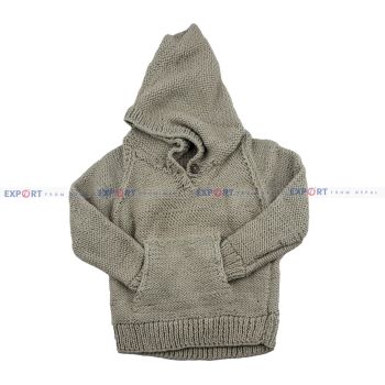 Cotton Pullover Single Front 2 Way Pocket Neck Button Hoodie