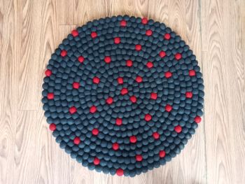Handmade Wool Felt Ball Carpet in Navy Blue - 60 cm Diameter