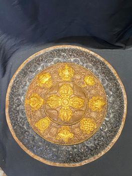 Hand Crafted 29 cm Gold Plated Copper Metal Mandala 