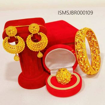 Set of Ram Leela Earring, Bangle and Ring (ISMSJBR000109)