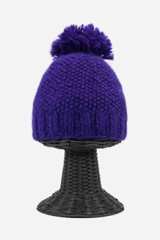 100% Woolen Outside and Polyester Inside Stretchable Soft & Warm Blue Colored Beanie Hat