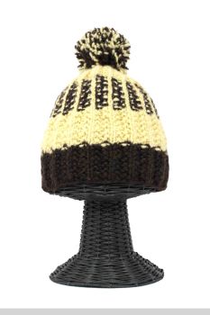 100% Woolen Outside and Polyester Inside Stretchable Soft & Warm Multi-Colored Beanie Hat