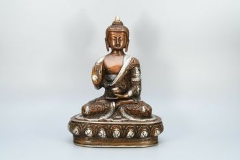 Brass Metal Oxidized Silver Colored Medicine Buddha Statue