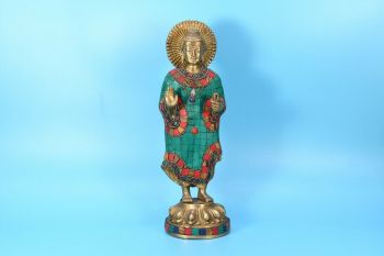 Old Brass Idol of Buddha Statue in Meditation