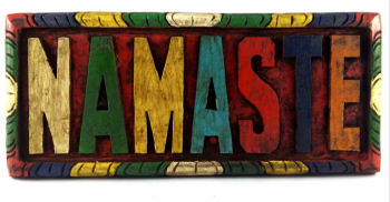 Wooden Small Namaste Wall Hanging - Painted