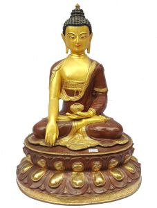 Shakyamuni Buddha Statue Golden Color Painted Body Gold Painted Face