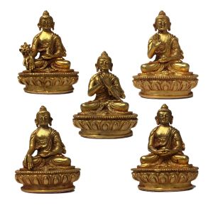 Tibetan Pancha Buddha Set, Full Gold Plated