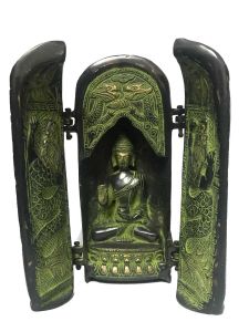 Folding Buddha Statue, Green Antique