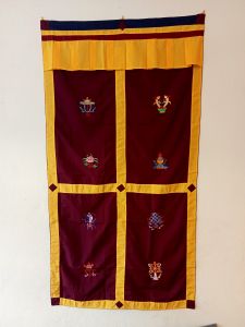 Polyester Fabric Tibetan Lucky 8 Auspicious Symbol Embroidered Door Curtain