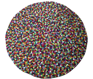 Multy Color 150 Cm x 150 Cm Round Felt Ball Carpet -