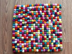 Multy Color 45 Cm x 45 Cm Felt Ball Carpet