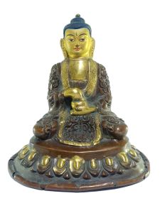  Old Stock , Tibetan Statue of Amitabha Buddha, Patly Gold Plated and Painted Face , Last Piece